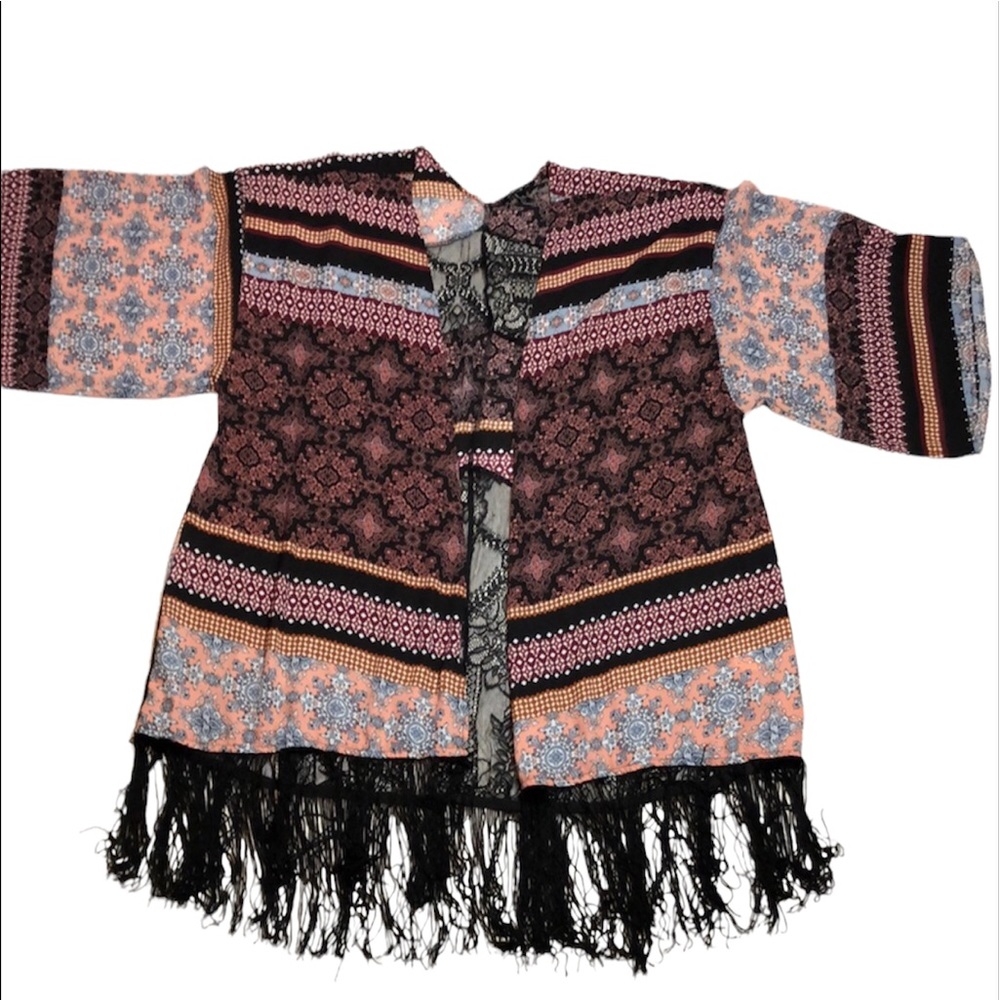 Sami & Jo Boho Fringe Duster Size 1X